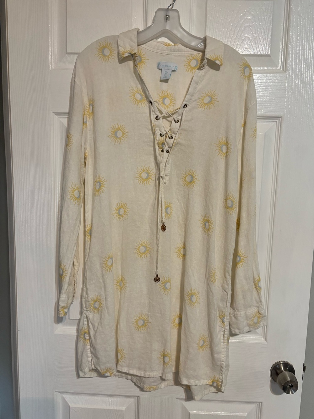 Cynthia Rowley Cream Swim Cover-up with Yellow Sun Print